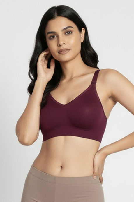 Zivame Unbound Maternity Padded Non Wired 3/4Th Coverage Seamless Nursing Bra - Beet Red — image 3